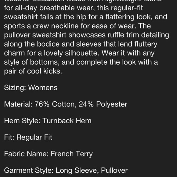 NWT -  Women's Ruffle Sleeve Sweatshirt - A New Day Light Green - TARGET - FALL - Picture 5 of 5